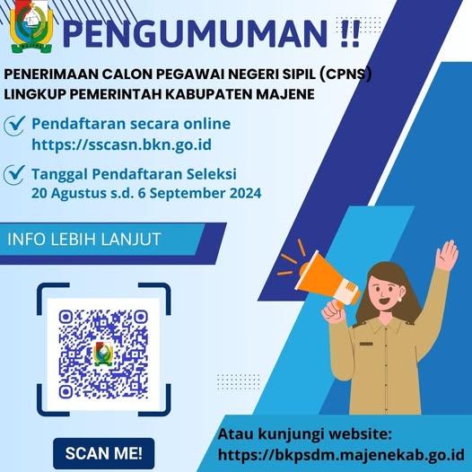 Pengumuman Seleksi CPNS Pemerintah Kabupaten Majene Formasi Tahun 2024