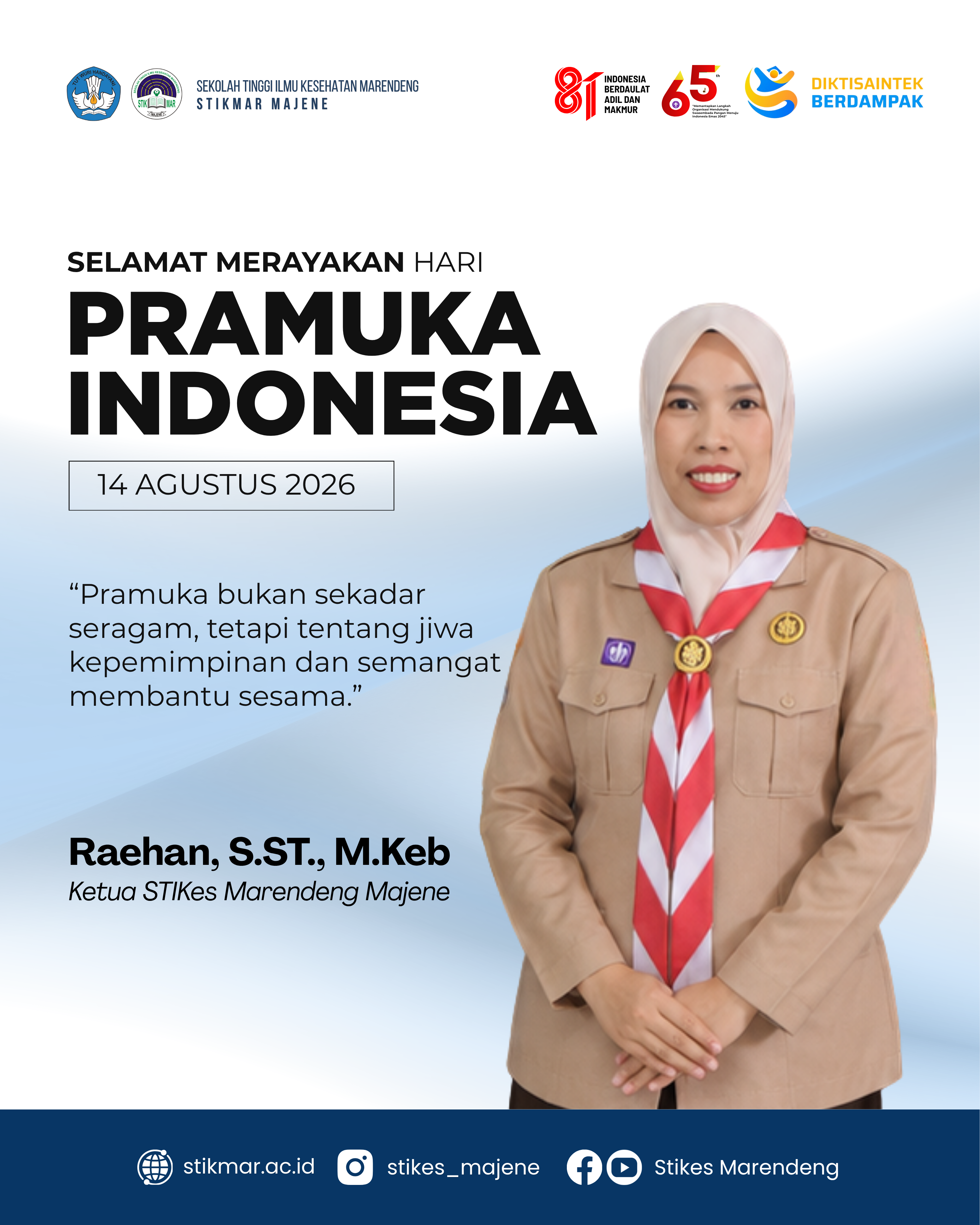 STIKes Marendeng Majene Ucapkan Selamat Hari Pramuka ke-65
